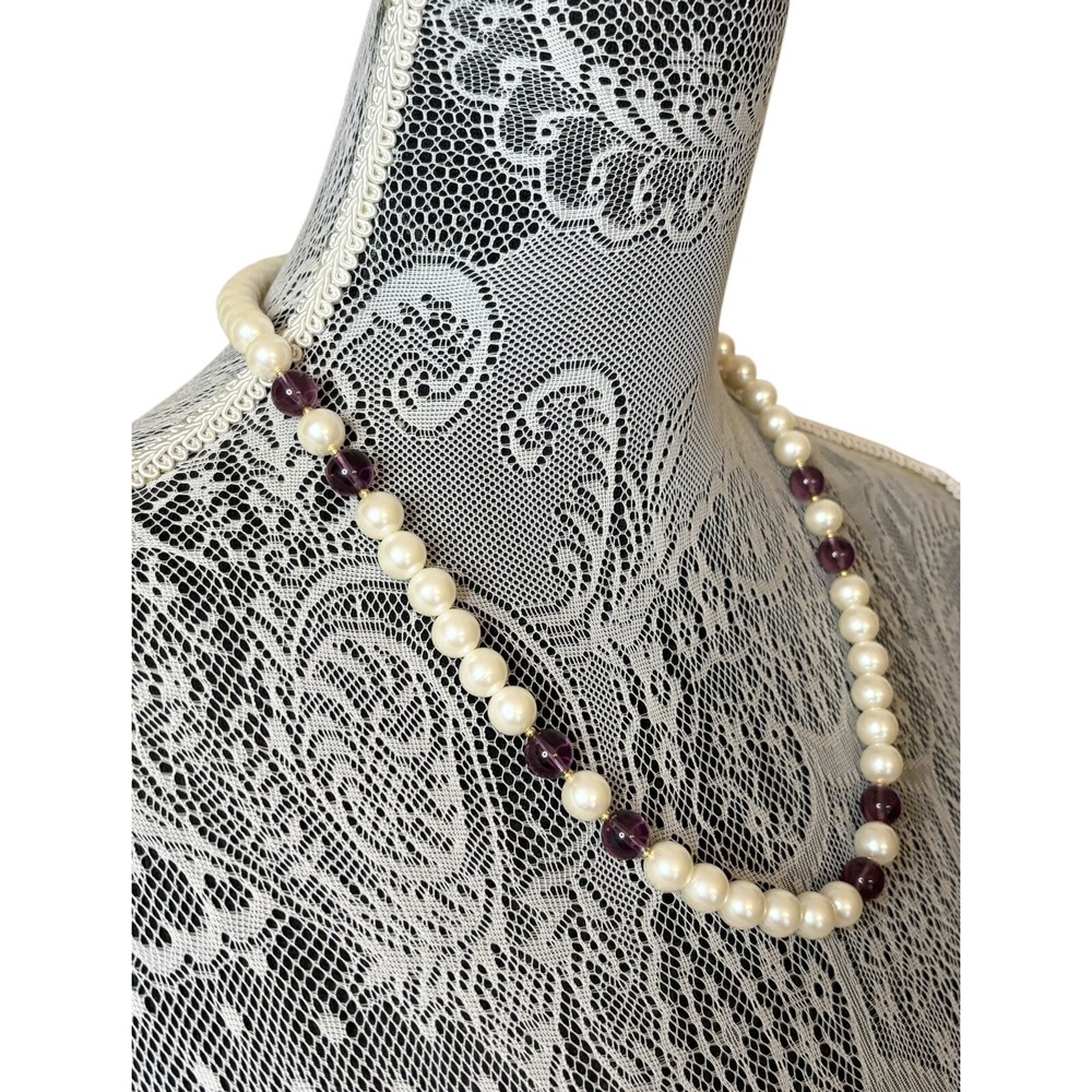 Vintage Marvella 24" Faux Purple w Purple Accent Beaded Necklace